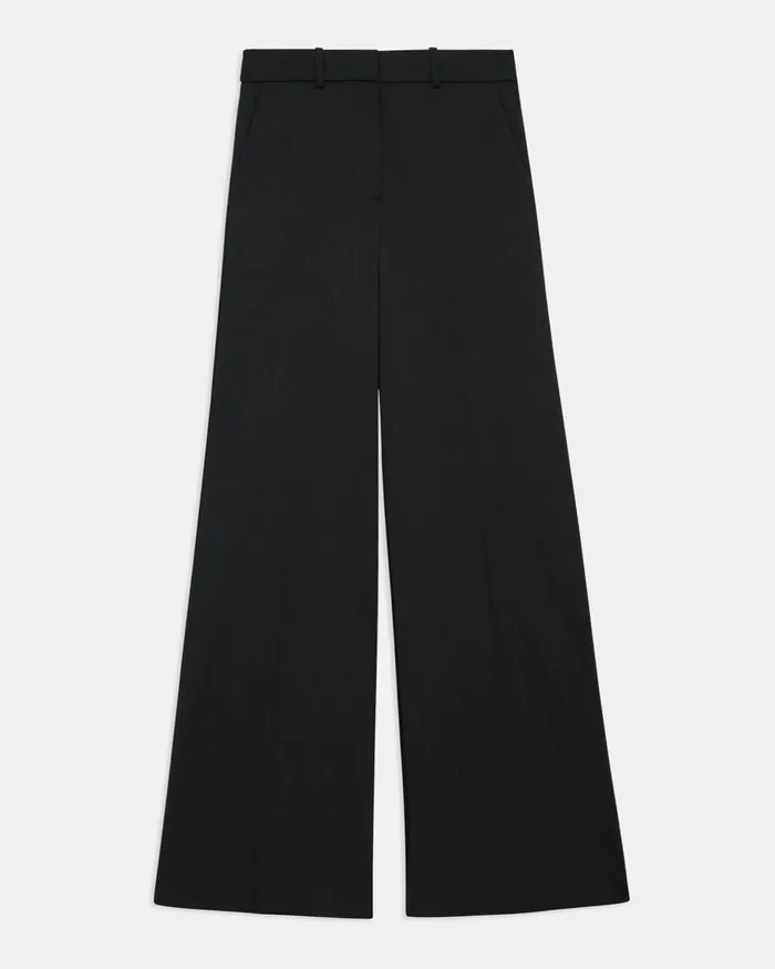 Women Pants Theory WideLeg Pant In Textured Gabardine Black