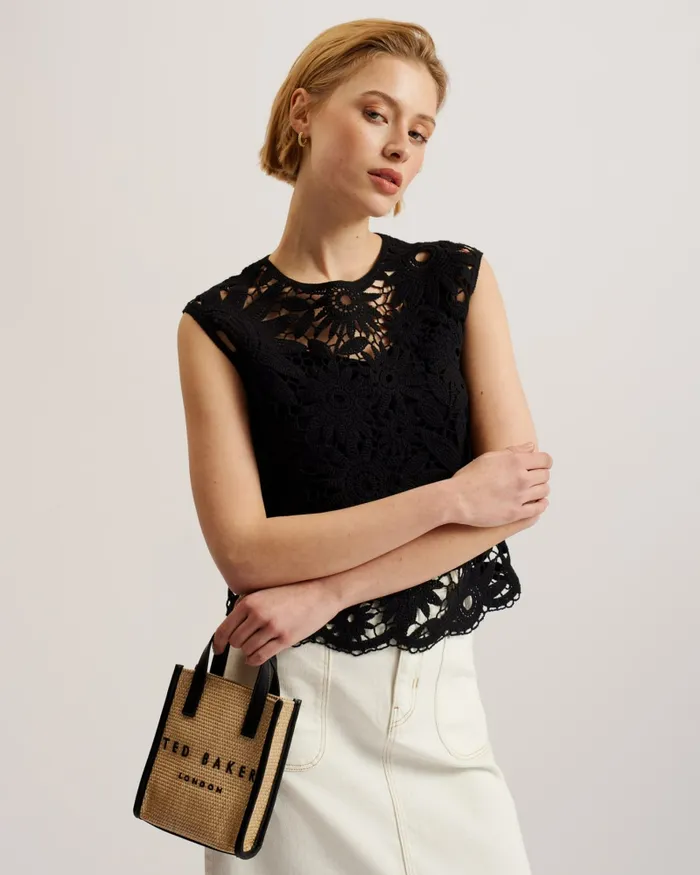Women PAULII 8211 Mini Woven Embroidered Icon Bag Natural Ted Baker Icon Bags and Signature Bags