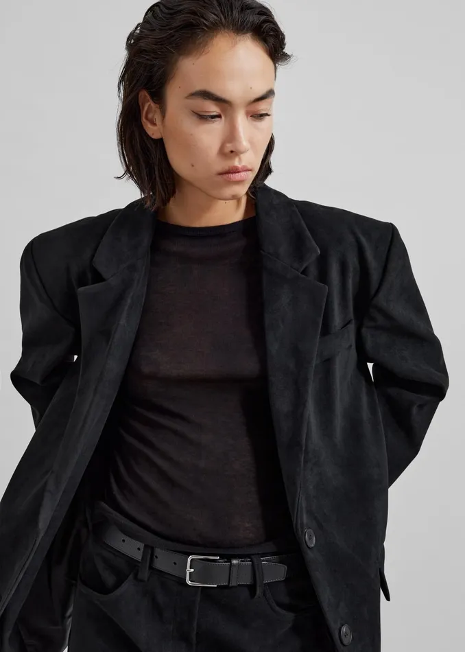 Women Peoria Faux Suede Blazer 8211 Black The Frankie Shop Outerwear