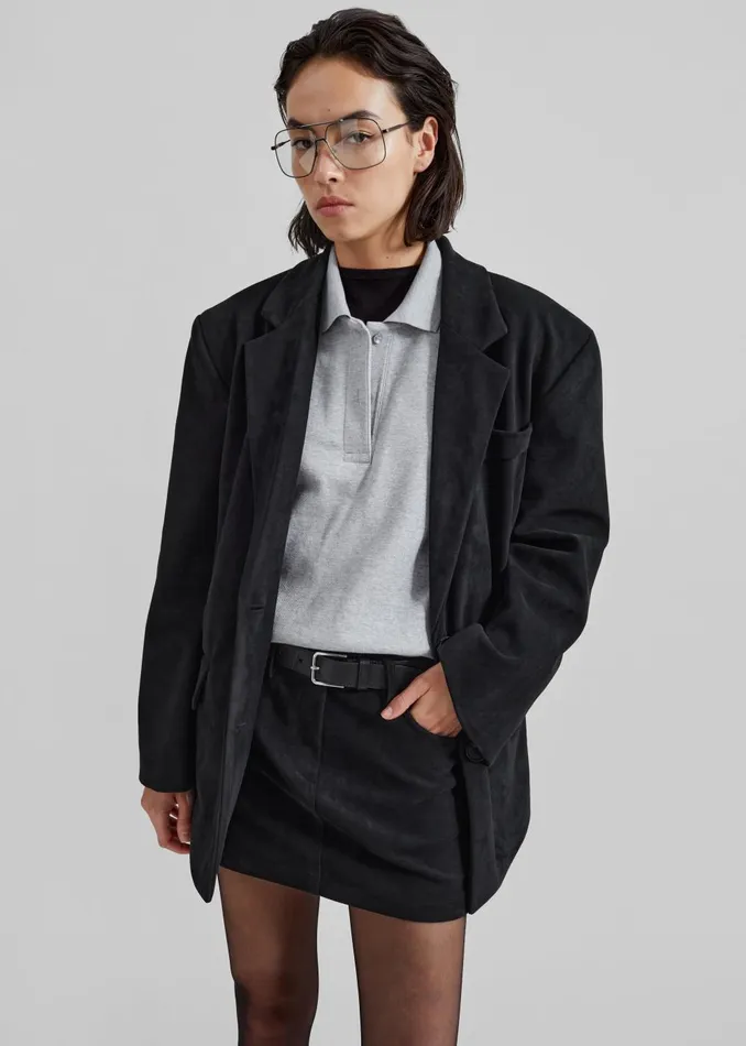 Women Peoria Faux Suede Blazer 8211 Black The Frankie Shop Outerwear