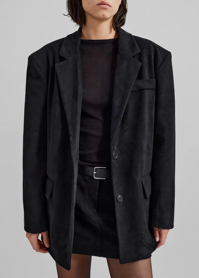 Women Peoria Faux Suede Blazer 8211 Black The Frankie Shop Outerwear