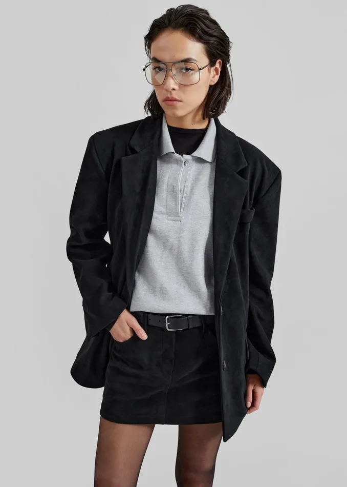 Women Peoria Faux Suede Blazer 8211 Black The Frankie Shop Outerwear