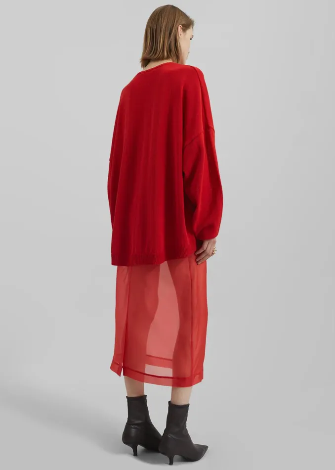 Women Peri Sheer Midi Skirt 8211 Red The Frankie Shop Bottoms
