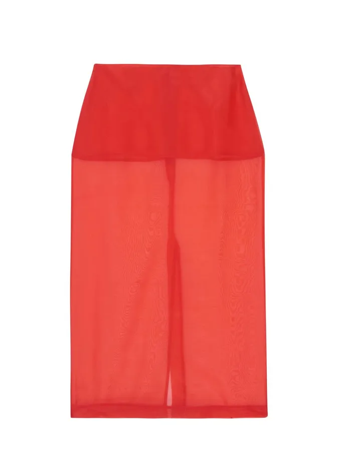 Women Peri Sheer Midi Skirt 8211 Red The Frankie Shop Bottoms