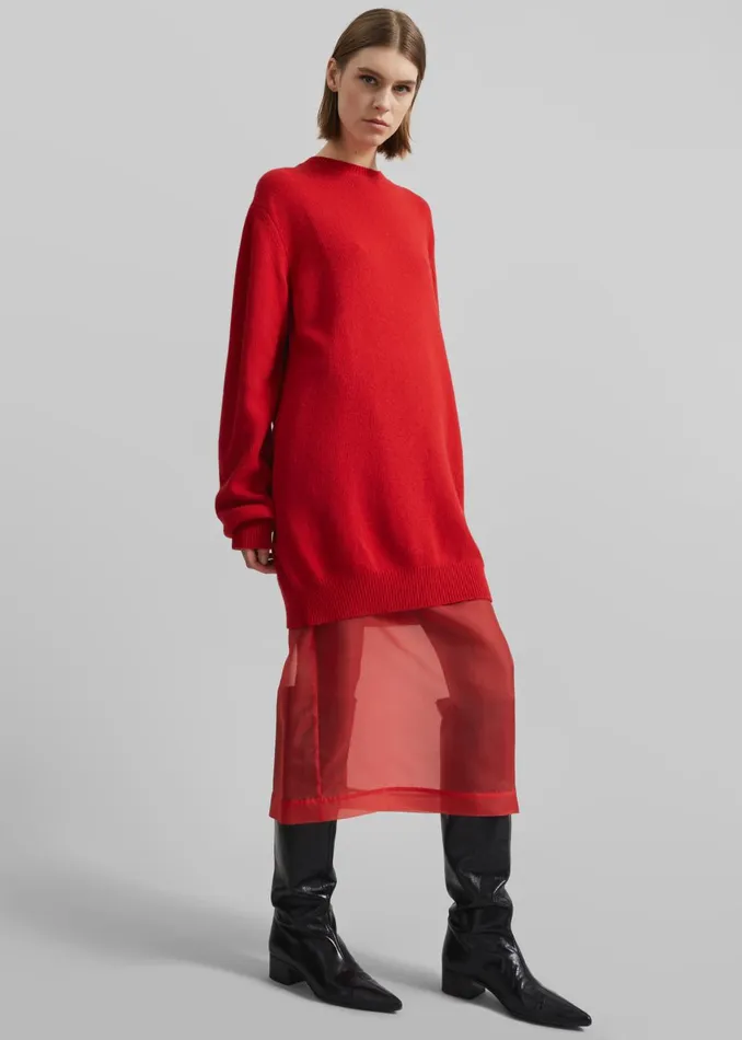 Women Peri Sheer Midi Skirt 8211 Red The Frankie Shop Bottoms
