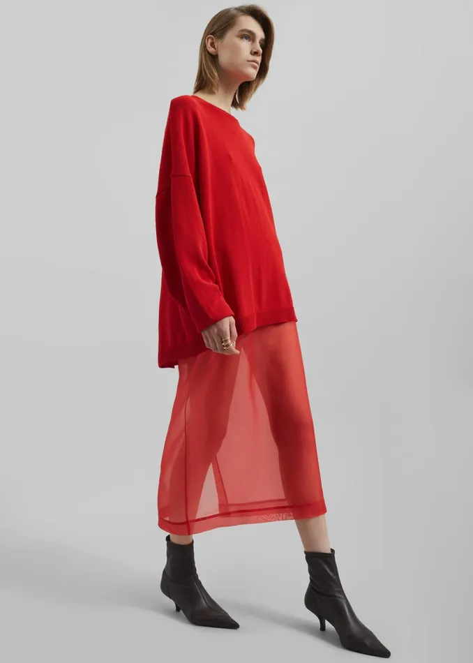 Women Peri Sheer Midi Skirt 8211 Red The Frankie Shop Bottoms