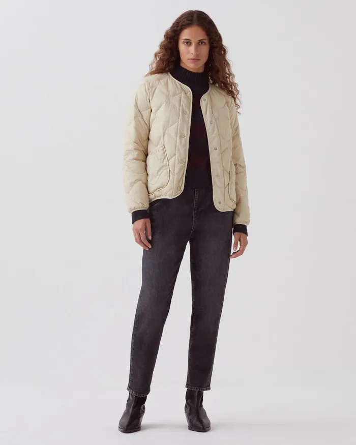Women Plume 8211 LongSleeve Down Jacket Oyester Gray Comptoir Des Cotonniers Coats and Jackets