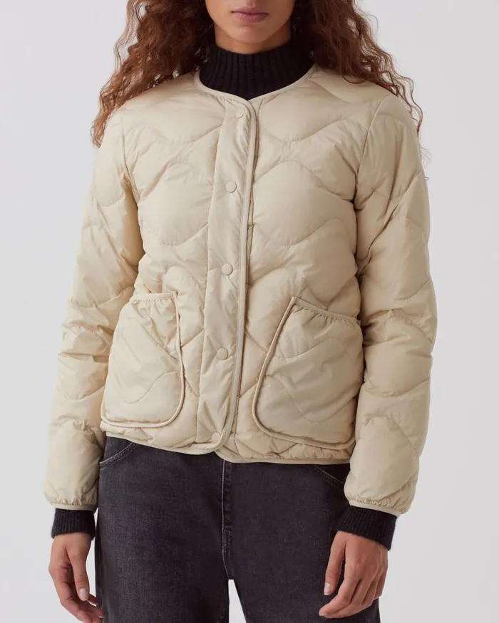 Women Plume 8211 LongSleeve Down Jacket Oyester Gray Comptoir Des Cotonniers Coats and Jackets