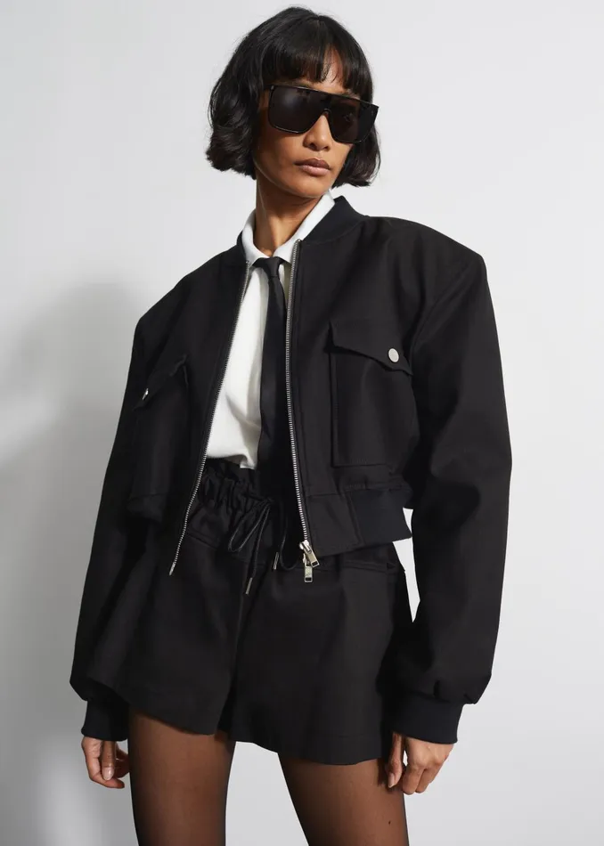Women Pomona Crop Bomber Jacket 8211 Black The Frankie Shop Outerwear