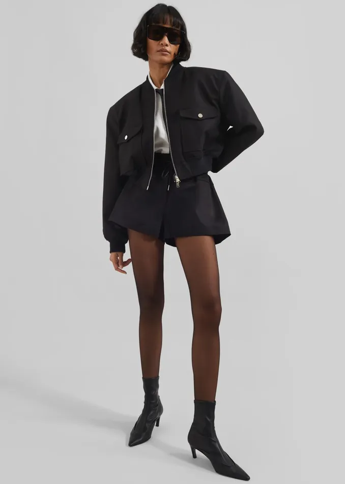 Women Pomona Crop Bomber Jacket 8211 Black The Frankie Shop Outerwear