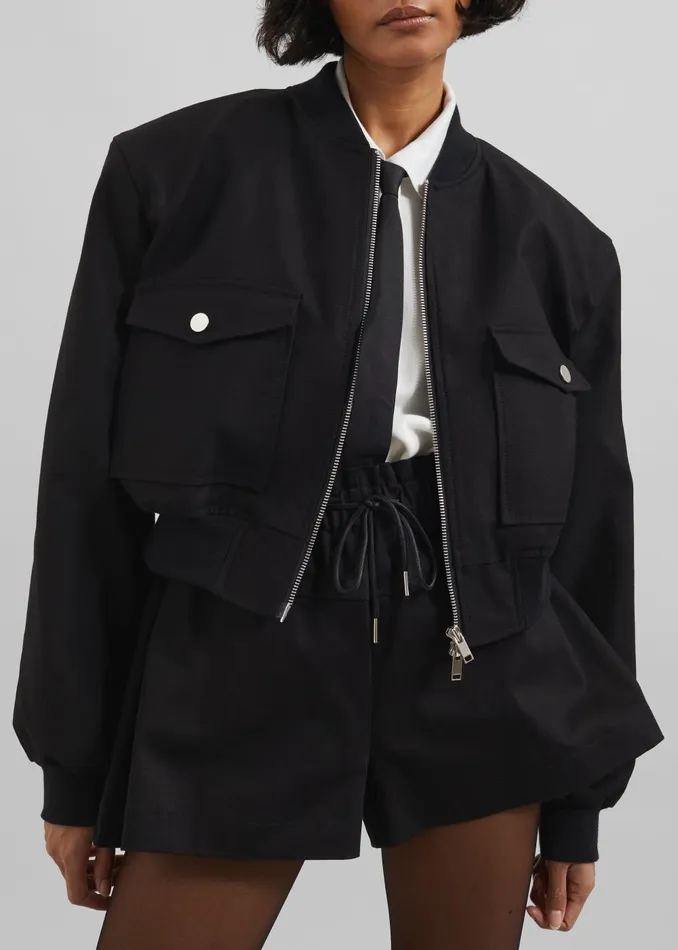 Women Pomona Crop Bomber Jacket 8211 Black The Frankie Shop Outerwear