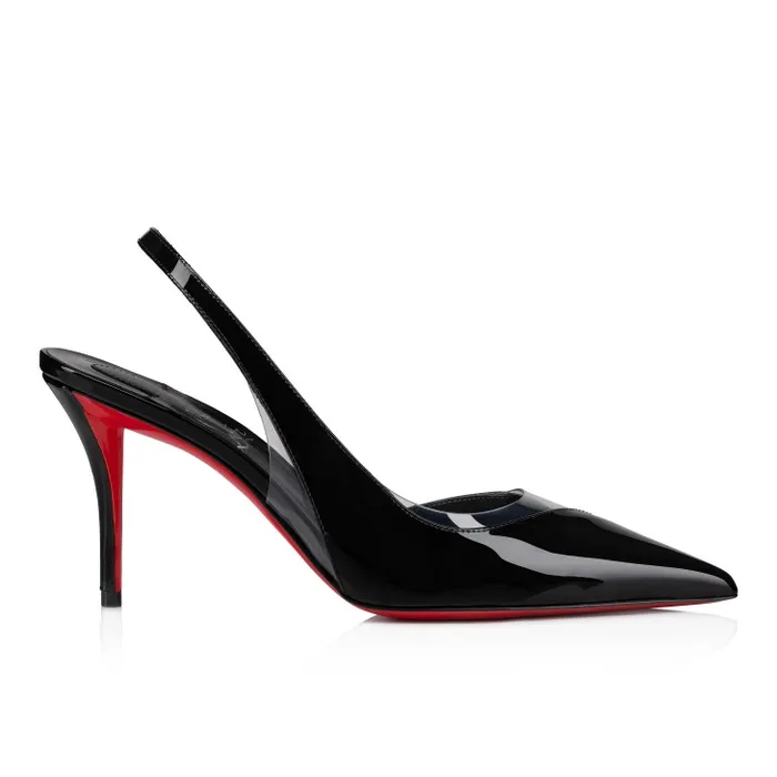 Women Posticha 80 Mm Sling Back Pumps 8211 Patent Calf Leather Et PVC 8211 Black Christian Louboutin Pumps