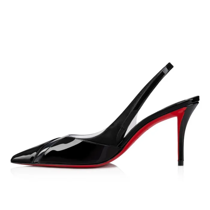 Women Posticha 80 Mm Sling Back Pumps 8211 Patent Calf Leather Et PVC 8211 Black Christian Louboutin Pumps