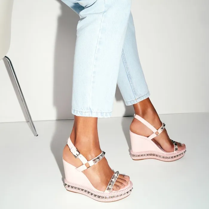 Women Pyraclou 110 Mm Espadrilles 8211 Patent Calf Leather 8211 Poupe Christian Louboutin Platforms