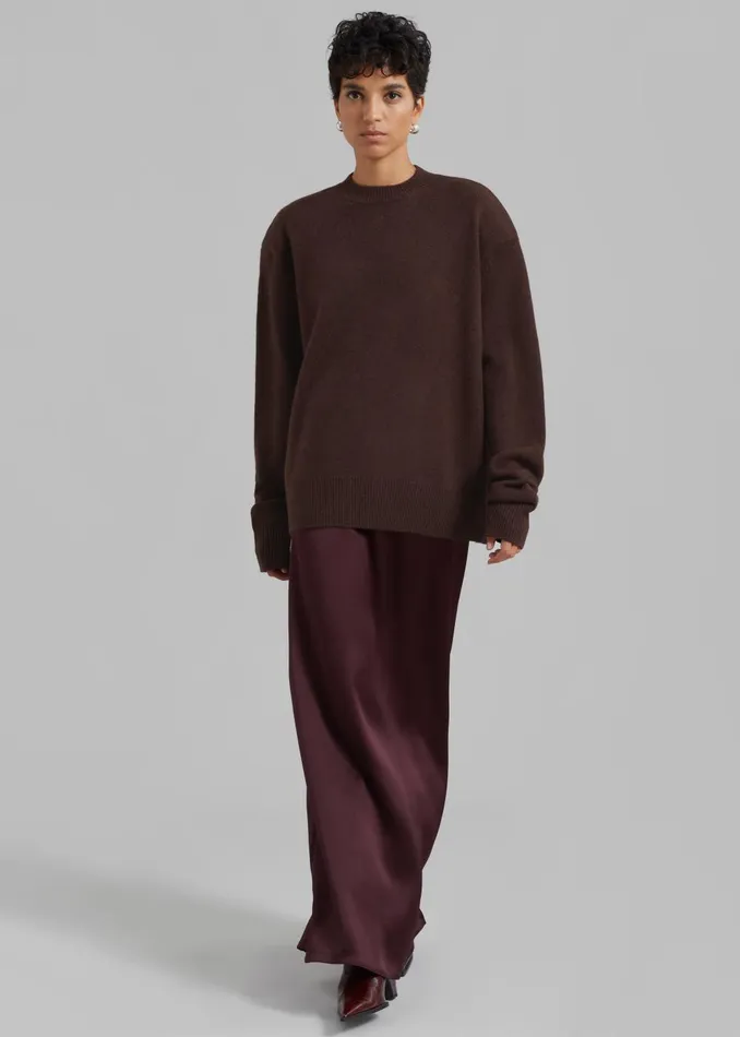 Women Rafaela Padded Knit Sweater 8211 Brown The Frankie Shop Knitwear