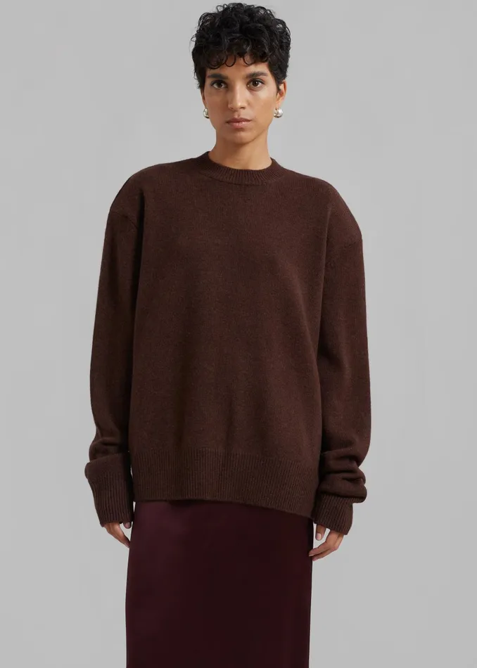 Women Rafaela Padded Knit Sweater 8211 Brown The Frankie Shop Knitwear