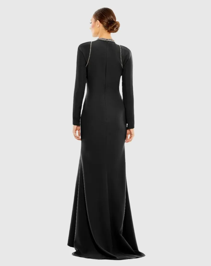 Women Raglan Long Sleeve High Neck Gown Black Evening Gowns Mac Duggal Women Raglan Long Sleeve High Neck Gown Black Evening Gowns Mac Duggal