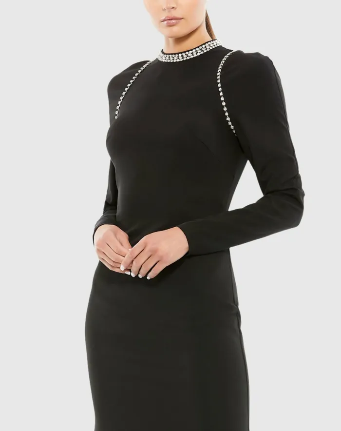 Women Raglan Long Sleeve High Neck Gown Black Evening Gowns Mac Duggal Women Raglan Long Sleeve High Neck Gown Black Evening Gowns Mac Duggal
