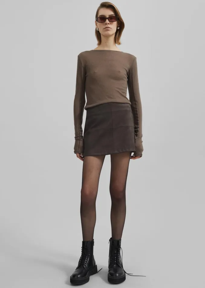 Women Regina Faux Suede Mini Skirt 8211 Brown The Frankie Shop Bottoms