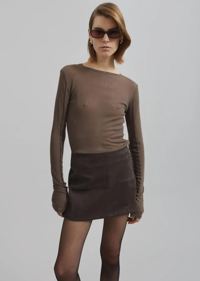 Women Regina Faux Suede Mini Skirt 8211 Brown The Frankie Shop Bottoms