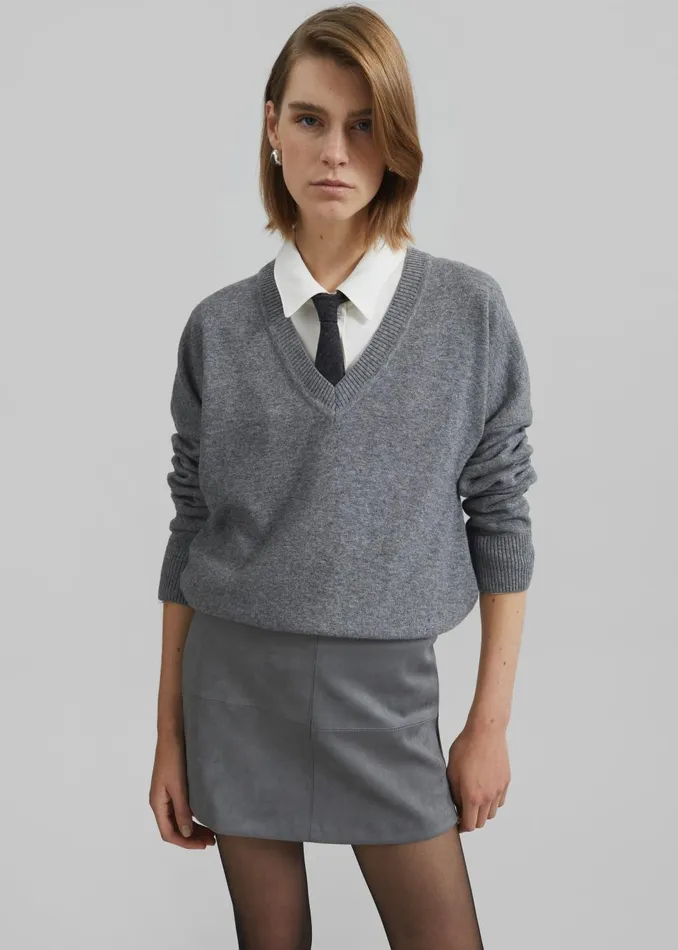 Women Regina Faux Suede Mini Skirt 8211 Slate Grey The Frankie Shop Bottoms