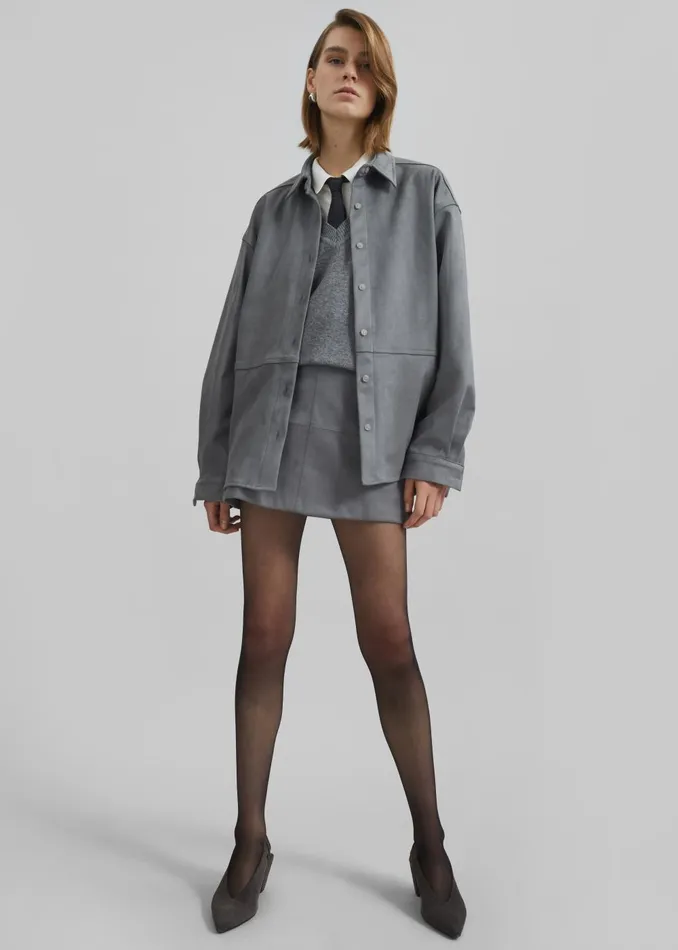 Women Regina Faux Suede Mini Skirt 8211 Slate Grey The Frankie Shop Bottoms