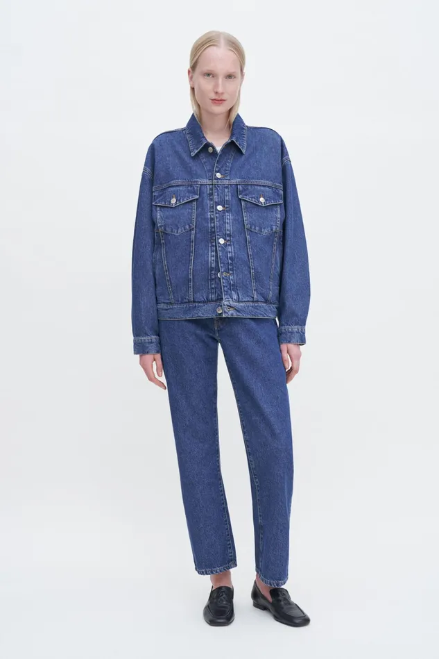 Women Relaxed Jean Jacket Washed Mid Blue Filippa K Outerwear