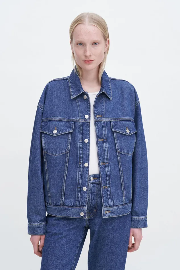 Women Relaxed Jean Jacket Washed Mid Blue Filippa K Outerwear