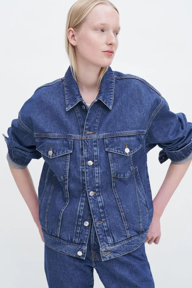 Women Relaxed Jean Jacket Washed Mid Blue Filippa K Outerwear