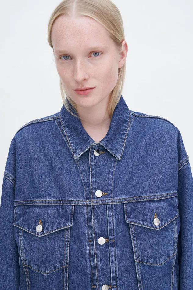 Women Relaxed Jean Jacket Washed Mid Blue Filippa K Outerwear
