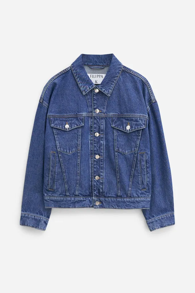 Women Relaxed Jean Jacket Washed Mid Blue Filippa K Outerwear