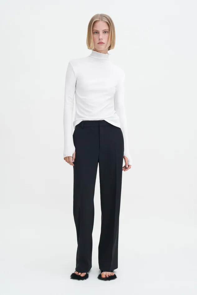 Women Rib Mock Neck Top White Filippa K Tops