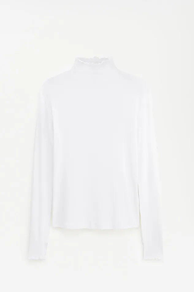 Women Rib Mock Neck Top White Filippa K Tops