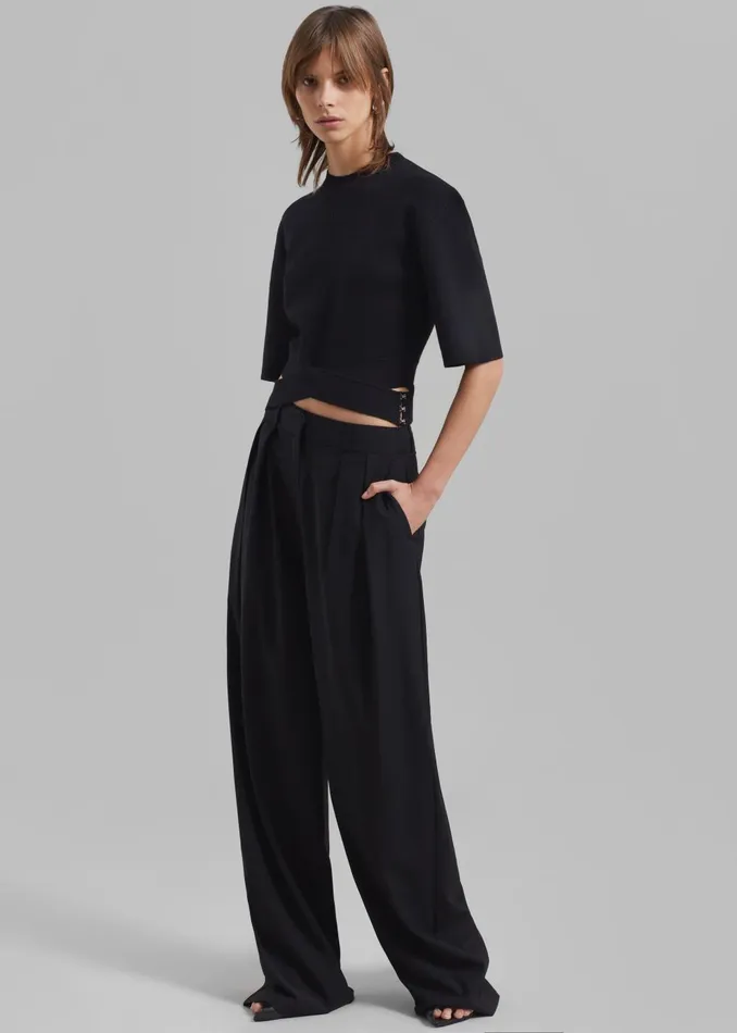 Women Ripley Pleated Trousers 8211 Black The Frankie Shop Bottoms