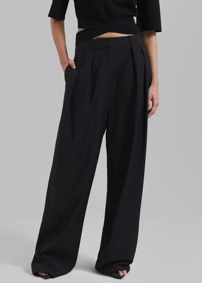 Women Ripley Pleated Trousers 8211 Black The Frankie Shop Bottoms