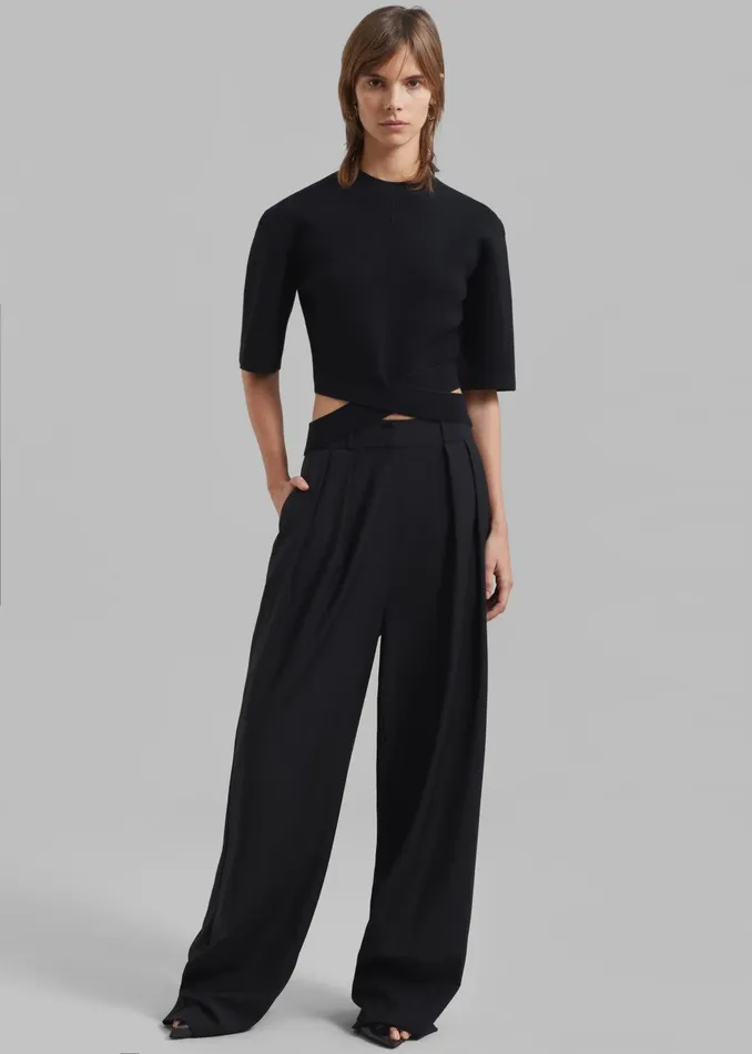 Women Ripley Pleated Trousers 8211 Black The Frankie Shop Bottoms