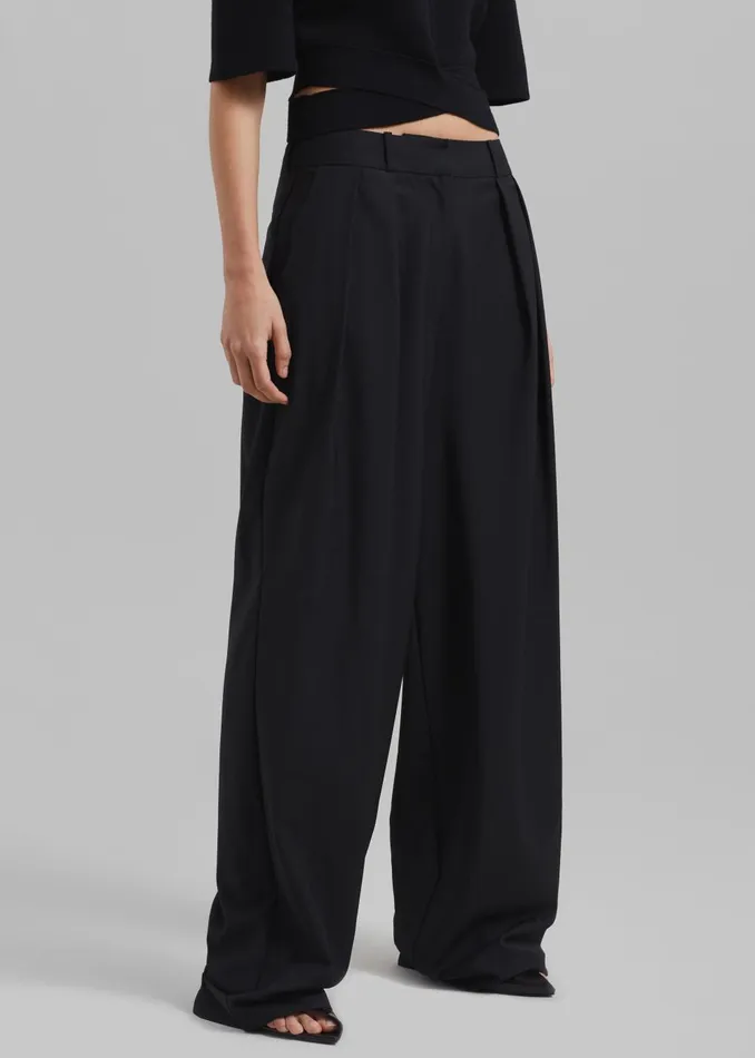 Women Ripley Pleated Trousers 8211 Black The Frankie Shop Bottoms