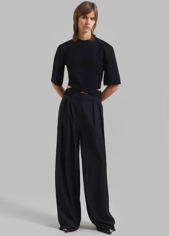 Women Ripley Pleated Trousers 8211 Black The Frankie Shop Bottoms