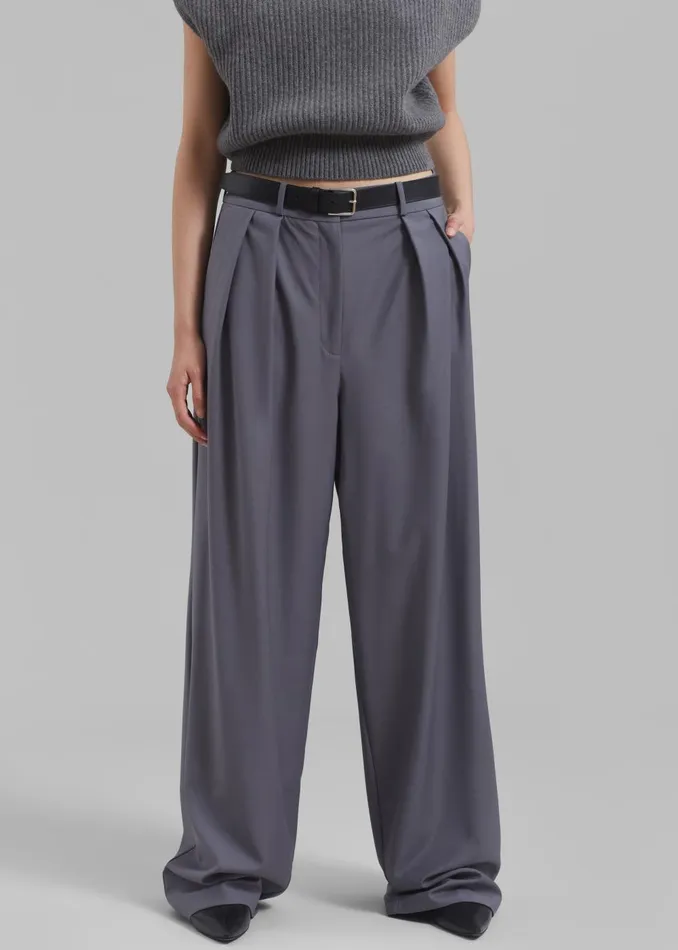 Women Ripley Pleated Trousers 8211 Grey The Frankie Shop Bottoms