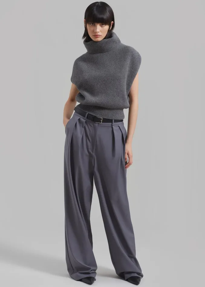 Women Ripley Pleated Trousers 8211 Grey The Frankie Shop Bottoms