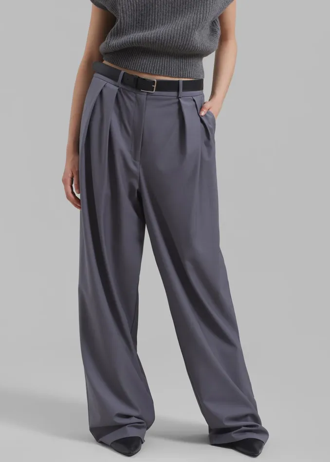 Women Ripley Pleated Trousers 8211 Grey The Frankie Shop Bottoms