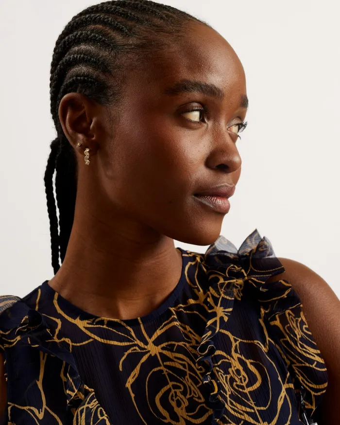 Women RIZE 8211 Floral Print Ruffle Detail Midi Dress Navy Ted Baker Dresses Women RIZE 8211 Floral Print Ruffle Detail Midi Dress Navy Ted Baker Dresses