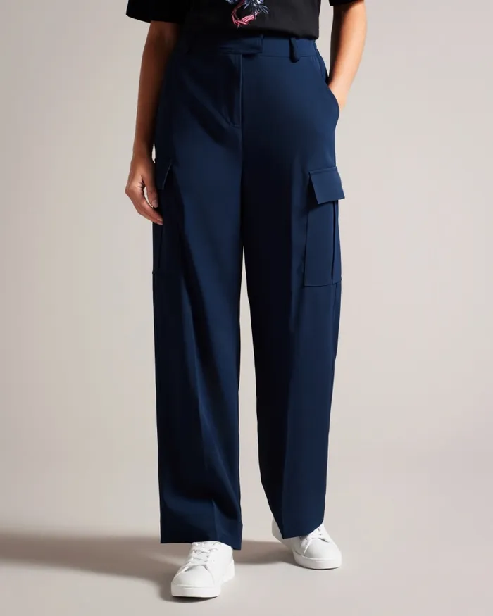 Women ROCCIO 8211 High Waisted Wide Leg Cargo Trousers Navy Ted Baker Trousers and Shorts Women ROCCIO 8211 High Waisted Wide Leg Cargo Trousers Navy Ted Baker Trousers and Shorts