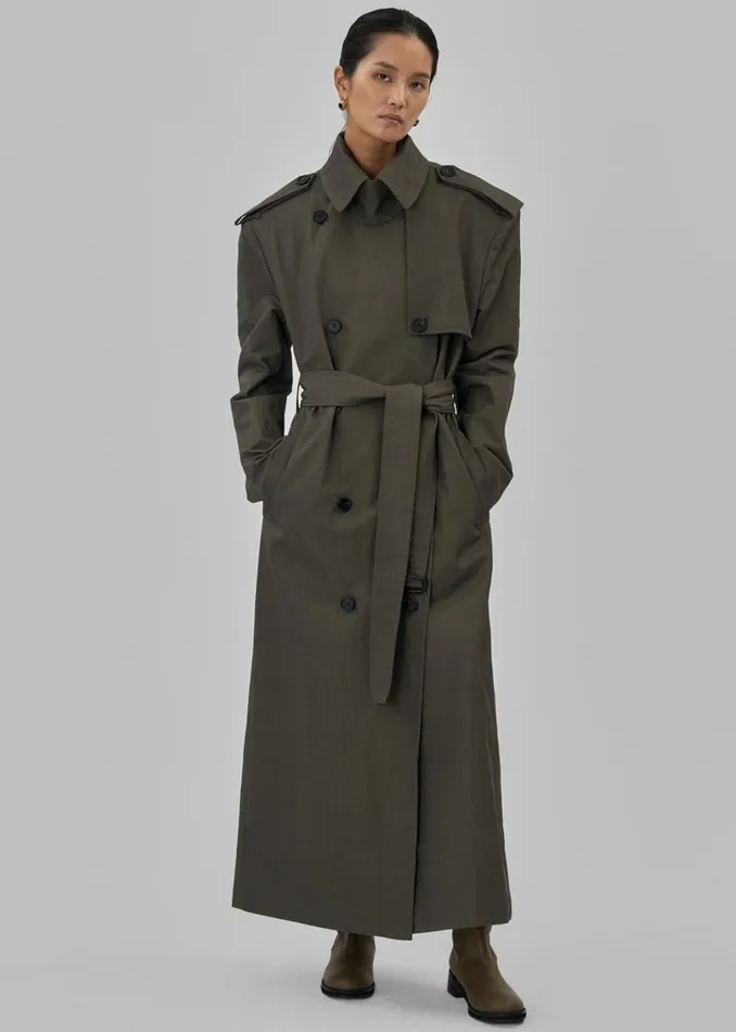 Women Rolen Trench Coat 8211 Dark Olive The Frankie Shop Outerwear