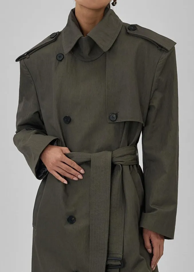 Women Rolen Trench Coat 8211 Dark Olive The Frankie Shop Outerwear