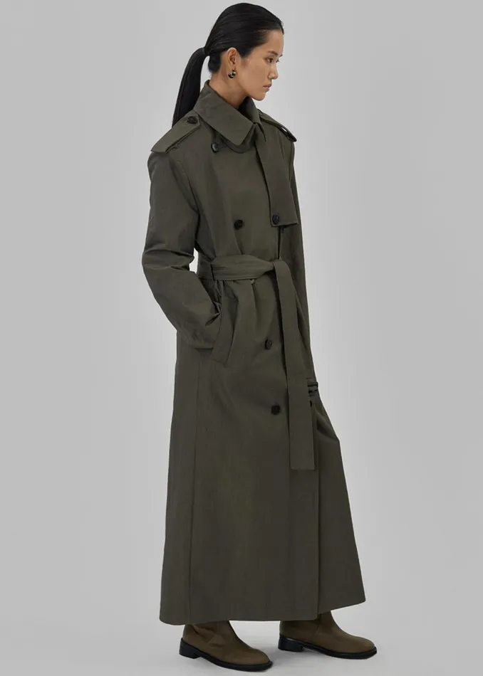 Women Rolen Trench Coat 8211 Dark Olive The Frankie Shop Outerwear