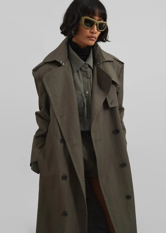 Women Rolen Trench Coat 8211 Dark Olive The Frankie Shop Outerwear