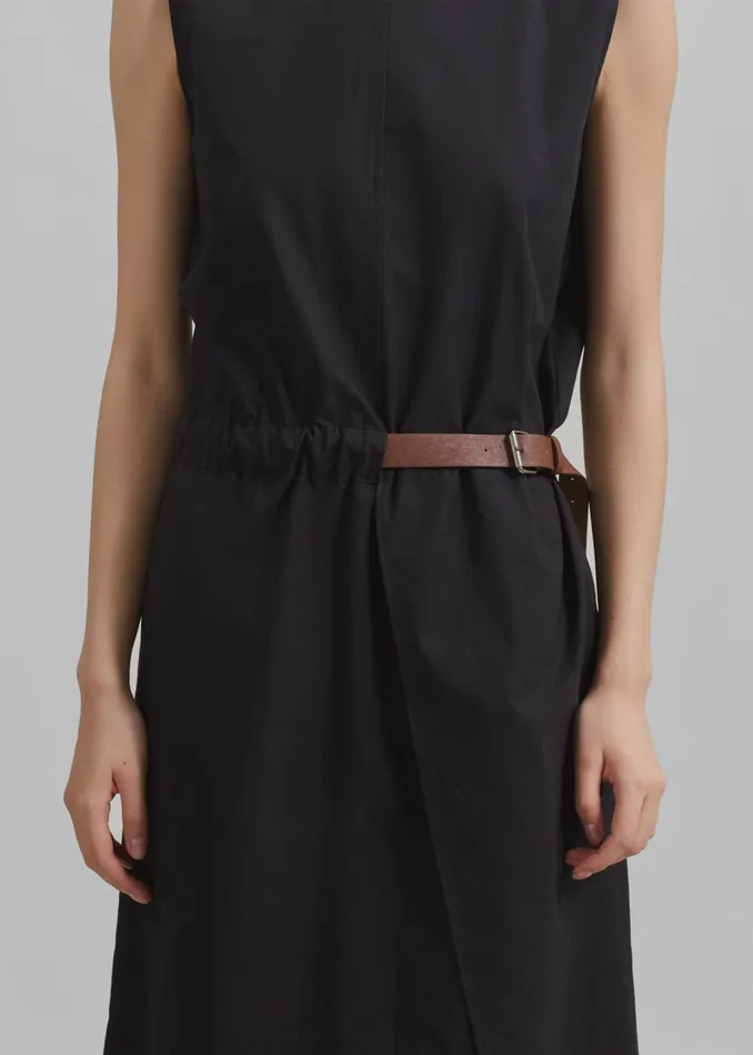 Women Romy Belted Midi Dress 8211 Black The Frankie Shop Dresses