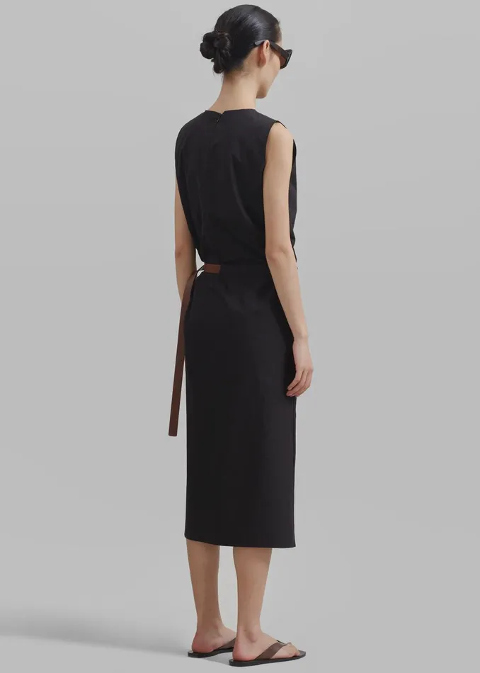 Women Romy Belted Midi Dress 8211 Black The Frankie Shop Dresses