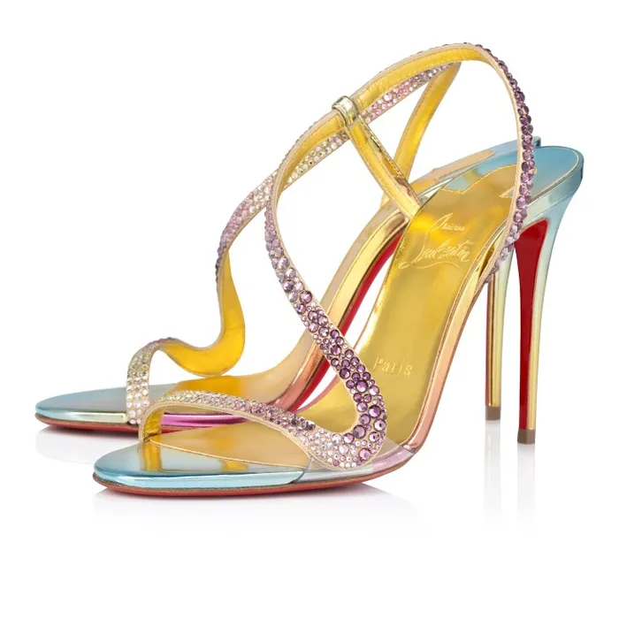 Women Rosalie Strass Boreal 100 Mm Sandals 8211 Metallic Suede And Spikes Boreal 8211 Multicolor Christian Louboutin Sandals and Slides